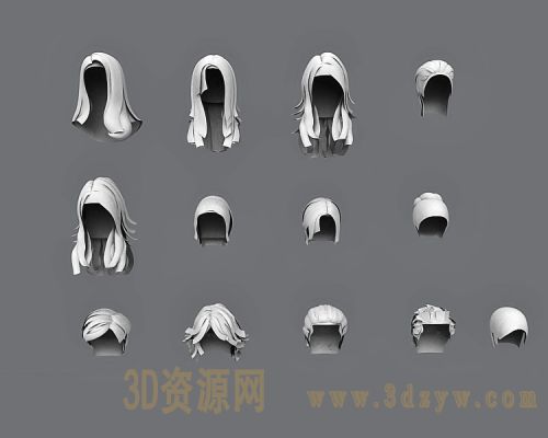 一组头发模型