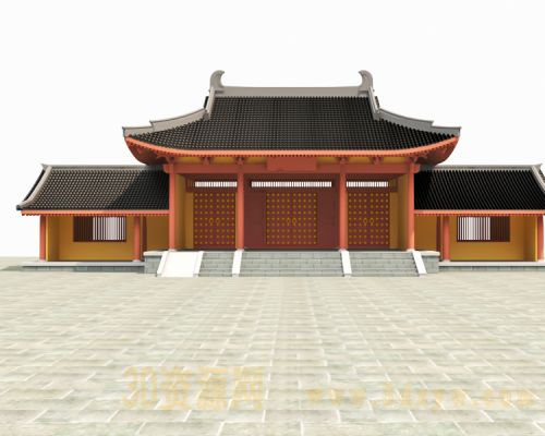 古代场景大门门庭模型 古代建筑模型