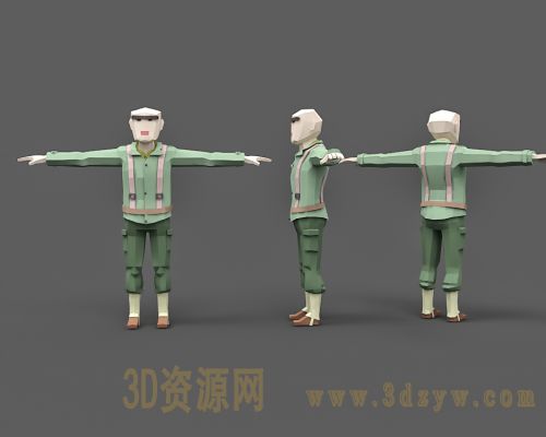 卡通人物模型 lowpoly卡通人物3d模型 体块人物模型