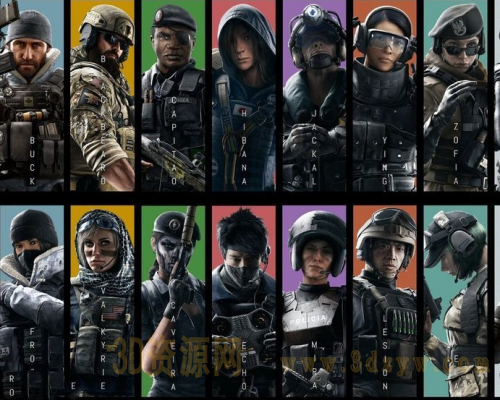 彩虹六号 围攻全套角色 Rainbow Six 模型+骨骼 次世代角色3D模型合集