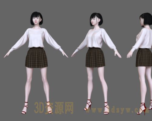 女孩模型 女学生 美女 女人3d模型