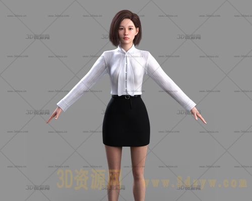 3D女角色模型带绑定 写实人物模型 美女数字人模型 职业休闲女性模型 女职员 美女工作人员