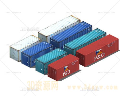 集装箱3d模型 码头集装箱