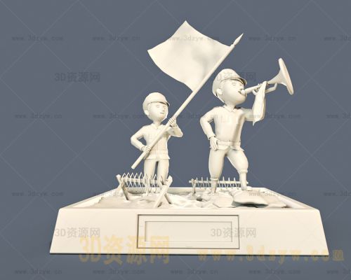 抗战 吹号手 举旗 红军胜利吹号手办模型